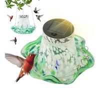 Hummingbird Feeder, Solar Powered Bird Feeder, Stained Glass Garden Ornament Red Green Design for Backyard Patio, Lawn Gardens, Outdoors Decor, Nature Watchers, Seasonal Attraction