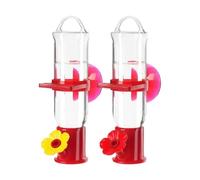 Hummingbird Feeder Window - 3.5x15cm Clear Suction Cup Waterer | 2 Pack Flower Ports Design Small Hummingbird Feeder For House Garden Balcony Outside Winter Viewing Squirrel