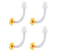 Hummingbird Feeding Tube, 4 Piece Floral Hummingbirds Feeder Tubes with Stoppers, Multi Function Drip-Proof Feeding Ports for Backyard, Garden, and Lawn Bird Watching