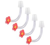 Hummingbird Feeding Tube, 4 Pieces Floral Hummingbird Feeder Tubes and Stoppers, Multi-Function Feedings Ports with Drip-Proof Tip, Ideal for Lawns, Backyard, Garden, Outdoor Bird