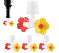 Hummingbird Feeding Tube, 4 Pieces Floral Hummingbird Feeder Tubes and Stoppers, Multi-Function Feedings Ports with Drip-Proof Tip, Ideal for Lawns, Backyard, Garden, Outdoor Bird