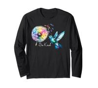 Hummingbird Floral Dandelion Be Kind Art Flower Humming Bird Maglia a Manica