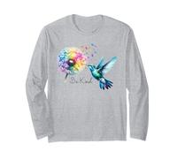 Hummingbird Floral Dandelion Be Kind Flower Humming Bird Mom Maglia a Manica