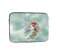 Hummingbird is Flying with Flowered Branch Pattern 17" borsa per computer portatile, custodia protettiva interna, portatile e adatta per viaggi d'affari o viaggi