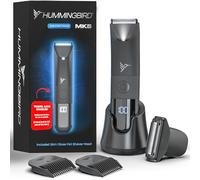 HUMMINGBIRD MK5 - Tagliacapelli pubico da uomo, lama in ceramica, senza nichel, senza taglio, regolabarba a sfera, impermeabile, ricaricabile USB-C, display a LED, dock di ricarica e custodia da