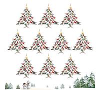 Hummingbird Pendant - Christmas Tree Trimming, Layered Acrylic Decor With Vibrant Colors, 10 Piece Set For Window And Balcony Display, Holiday Avian Ornament Tabletop Festive Accent