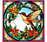 HUMMINGBIRD SEASIDE BEACH COTTAGE GARDEN STAINED GLASS ART DESIGN * SQUARE JOURNAL Notebook Diary Coastal Bird Watching Lover: ֍8x8 ... SHOWER FAVOR/BIRTHDAY/HOUSEWARMING GIFT