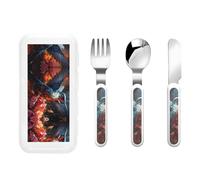 Hummingbird Stoviglie per bambini set da 3 pezzi, coltello riutilizzabile, forchetta e cucchiaio, stoviglie portatili per la protezione degli alimenti per bambini