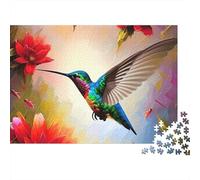 Hummingbirds And Flowers Puzzle 1000 Pezzi Red Floral in Cartone Riciclato Qualità Premium Per Appassionati Famiglia Passare Il Tempo Set Completo 52x38cm/1000pcs