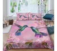 Hummingbirds in bloomSet Di Copripiumino morbida Set di 3 Pezzi stampa di 3D con cerniera Nature fantasy art copripiumino incluso federe aiosa for bambini adulti ragazzi Double（200x200cm）