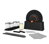 HumminGuru EZ Lavatrice per Dischi, Macchina Manuale per la Pulizia dei Dischi in Vinile con Rotazione Senza Sforzo LP e Morsetto Sicuro, Kit di Pulizia con Spazzole di Capra,Liquido,Stendino e Panno