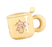 HUMOCHUSON Cinese Tazza Tazza Da Caffè In Ceramica Da 420 Ml Con Coperchio E Cucchiaino, Decorata A Mano Con Un Orsetto Dei Cartoni Animati - Set Regalo Di Compleanno