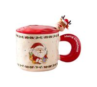 HUMOCHUSON Coffee Mug Tazza Natalizia In Ceramica Da 400 Ml Con Coperchio E Cucchiaio Per Uso Domestico, Adatta Per Caffè, Latte E Dessert Per Decorazioni Natalizie - Babbo Natale