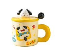 HUMOCHUSON Tazze In Porcellana Tazza In Ceramica Da 450 Ml Con Coperchio E Cucchiaio A Forma Di Cane Dei Cartoni Animati Per Bambine E Bambini