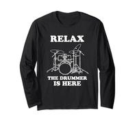 Humor Drummer is Here Drum Kit Men And Women Maglia a Manica
