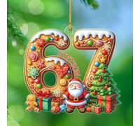 Humor Six Seven Shape Ornamento Regali per Gen Z e Gen Alpha Teen, Personalizzato 6 7 Meme Ornamento Natale 2025, Divertente Six Seven Christmas Keepsake, Nome personalizzato 6 7 Gingerbread Natale