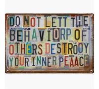 Humorous Do Not Let Others Destroy Your Peace Retro Tin Sign for Kitchen Bathroom Den Wall-Art 8 X 12 in