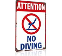 Humorous No Diving Sign Vintage Tin Sign for Pool Area Wall Decor 8 X 12 in
