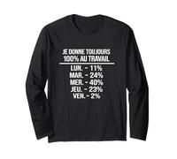 Humour Travail Français Blague Bureau Pourcentage Ironique Maglia a Manica
