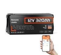 Humsienk Batteria al litio LiFePO4 da 12V 320Ah 250A BMS Bluetooth per Camper RV