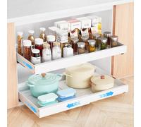 HUMTEOXI Cassetti Estraibili per Cucina -1 Pezzo, Cassetti Estraibili con Adesivo, Organizer per Mobili da Cucina, Senza Necessità di Perforare o Inchiodare (Bianco)