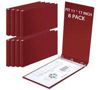 Humyoun 8 raccoglitori ad anelli da 7,6 cm a 3 anelli, resistenti, per documenti da 28 x 43,2 cm, per progetti artistici, ufficio, casa, luoghi di lavoro (rosso)