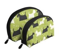 Hund sagoma Scottie Westie livello, Borsa per trucco a conchiglia Portamonete da donna Borsa da toilette piccola Borsa per cosmetici 2 pezzi
