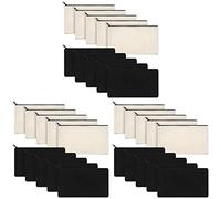 Hundnsney 30 pezzi serie tela trucco tela cerniera tasca matita fai da te tasca per viaggi fai da te scuola, Nero e beige.