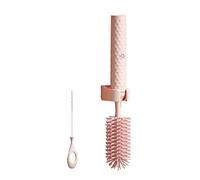 Hundnsney Spazzole elettriche per biberon, set per la pulizia della bottiglia in silicone, capezzolo in paglia, impermeabile, colore: rosa