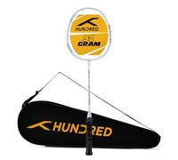 HUNDRED Powertek 200 PRO Racchetta da badminton con corde in grafite con copertura completa (Bianco) | Per giocatori intermedi | Peso: 95 grammi | Tensione massima delle corde: 18-20 libbre