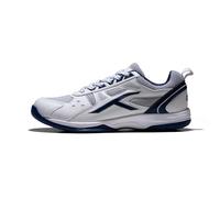 HUNDRED Scarpe da badminton professionali antitraccia Raze per uomo | Materiale: ecopelle | Adatto per tennis indoor, squash, ping pong, basket e padel (Bianco/Navy, Taglia: EU 45, UK 11, US 12)