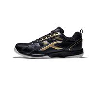HUNDRED Scarpe da badminton professionali antitraccia Raze per uomo | Materiale: ecopelle | Adatto per tennis indoor, squash, ping pong, basket e padel (nero/oro, taglia: EU 38, UK 4, US 5)