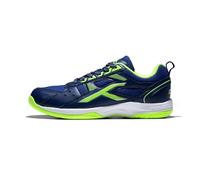 HUNDRED Scarpe da badminton professionali antitraccia Raze per uomo | Materiale: ecopelle | Adatto per tennis indoor, squash, ping pong, basket e padel (Navy/Lime, Taglia: EU 45, UK 11, US 12)