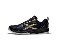 HUNDRED Scarpe da badminton professionali antitraccia Raze per uomo | Materiale: ecopelle | Adatto per tennis indoor, squash, ping pong, basket e paddle (nero/oro, taglia: EU 45, UK 11, US 12)