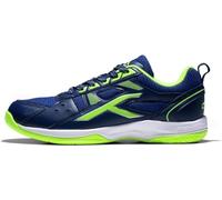 HUNDRED Scarpe da badminton professionali antitraccia Raze per uomo | Materiale: ecopelle | Adatto per tennis indoor, squash, ping pong, basket e padel (Navy/Lime, Taglia: EU 46, UK 12, US 13)