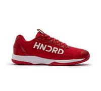 HUNDRED Xoom Pro, scarpe da badminton professionali antitraccia da uomo | Materiale: ecopelle | Adatto per tennis indoor, squash, ping pong, basket e padel (Rosso/Bianco, EU 44, UK 10, US 11)