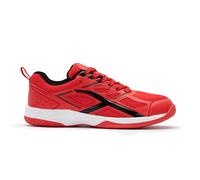 HUNDRED Xoom Scarpe da Badminton Professionali Antitraccia da Uomo | Materiale: ecopelle | Adatto per tennis indoor, squash, ping pong, basket e paddle (rosso/bianco, taglia: EU 42, UK 8, US 9)
