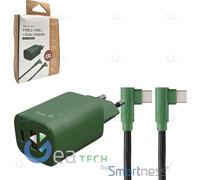 HUNE KIT CARICABATTERIE MULTIPLO USB TYPE-C 20 W + CAVO TYPE-C TYPE-C 1.2M