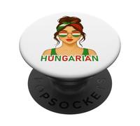 Hungarian Girl Hungary Flag Hungarian Girlfriend Wife PopSockets PopGrip Adesivo