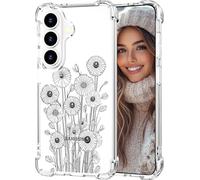 Hungo Compatibile con Samsung Galaxy S26+ Plus, custodia protettiva sottile e sottile con paracolpi per airbag, per donne e ragazze (trasparente nero floreale selvaggio)