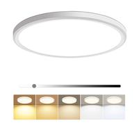 hunhun 16 Inch Dimmable LED Flush Mount Ceiling Light 4800LM Round Light Fixture 5 Color Temperature Selectable Super Slim Large Flat Ceiling Lamp for Living Dining Room White