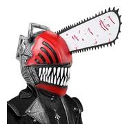 HunicandIU Chainsaw Man - Maschera decorativa per Halloween, per cosplay anime in lattice, con motosega, copertura facciale realistica, per oggetti di scena