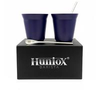 Huniox® 2 X 160 Ml | Bicchieri Colorati - Bicchieri Caffe Vetro - Tazzine Caffè Cialda Cioccolato - Tazze Caffè - Tazze Infrangibili | Include 2 Cucchiaini Di Design (Amethyst, 160 Ml)