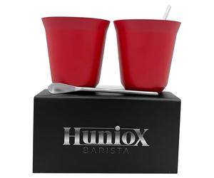 Huniox® 2 x 250 ML Tazza per Capuccino - Tazze Caffe Particolari - Tazzine Caffe - Tazze Cappuccino Bar - Bicchieri Particolari - Tazze da Tè - Tazze per Cappuccino (RUBY, 250 ML)