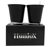 Huniox® 2 X 250 Ml | Tazzine Caffe Nere - Tazze Cappuccino - Tazza Da The - Tazze Da Caffe - Bicchieri Termici | Include 2 Cucchiaini Di Design (Onyx, 250 Ml)