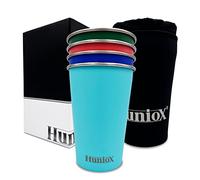 Huniox® 4 X 500 ML Tazza Campeggio - Tumbler Alto Cocktail - Bicchieri Bambini - Bicchieri Infrangibili - Bicchiere per Granita - Bicchieri Campeggio - Bicchieri Richiudibili (PURA VIDA, 500 ML)