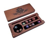 Hunmor Scatola per dadi in legno per DND, 22,9 x 10,2 cm, custodia per dadi per giochi di ruolo, organizer per dadi da viaggio, con coperchio magnetico foderato in feltro, accessori per segrete e