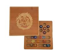 Hunmor Vassoio a cubo 2 in 1-DND, Dice Box DND, 19 x 19 cm, in bambù con piatto a cubo e contenitore ideale per Dungeon and Dragon (D&D)