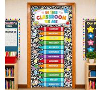 HunnmingRe Colorato Pastello Copertura Porta Composizione Notebook Coperture per porte per il ritorno a scuola Decorazione aula 35,4 x 71 pollici Primo giorno di scuola Banner di benvenuto per il