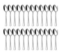 Hunnycook Cucchiai da zuppa, 24 pezzi, in acciaio inox con bordo perline, 19 cm, cucchiai da tavola lucidati, per famiglie e sala da pranzo, lavabili in lavastoviglie